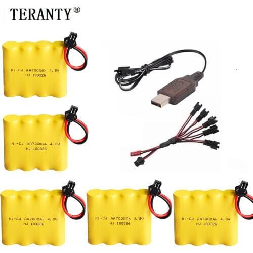SM Plug) Ni-CD 4.8v Battery + USB Charger For Rc toys Cars Tanks Robots Boats Guns 4* AA 700mah 4.8v Rechargeable Battery Pack