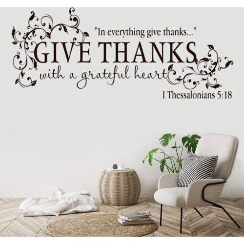 Give Thanks With a Grateful Heart Thanksgiving Vinyl Wall Art Stickers Bible Verse Decals For Home Living Room Decoration DW8877