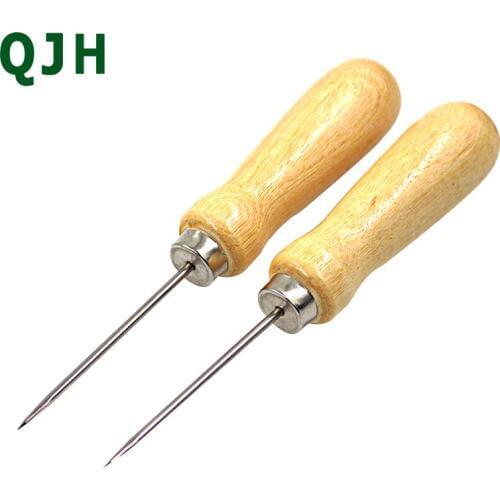 Large handle Awl positioning drilling tool Leather Hole Puncher Stitching DIY Tailor Sewing Needles Shoe repair tool 1PCS/2PCS