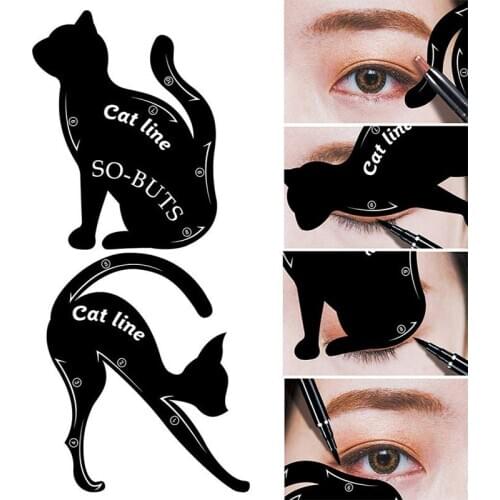10Pcs/2pcs Beauty Eyebrow Mold Stencils Women Cat Line Pro Eye Makeup Tool Eyeliner Stencils Template Shaper Model for Women