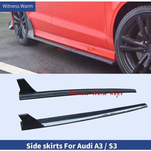 Carbon Fiber / FRP Auto Car Side Skirts Extension Lip Apron Side Lip Splitters Body Kits for Audi A3 Sline S3 2013 - 2019