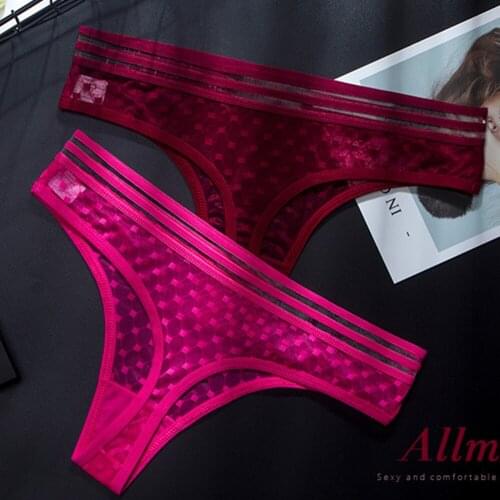 European And American Womens Underwear Sexy Transparent Net Gauze Sexy Low Waist Seamless Ice Silk Ladies Briefs Thong Bikini