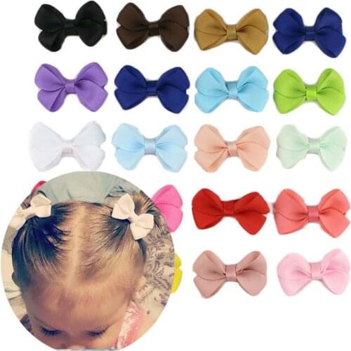 Hair clip Flowers Mini With Bowknot Sides Baby Girls Accessories kids Handmade Ribbon GROSGRAIN Bows clips Hairpin
