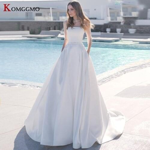Custom Made O-Neck Full Sleeve Pearls Wedding Dress for Women High-End Button Back Chapel Train Bridal Ball Gown Robe De Mariage