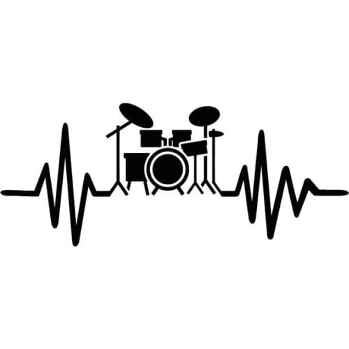 1 PCS 15.1CM*6.2CM Drum Kit For Drummer Musician Rock Music Lover Vinyl for Cadillac Stickers