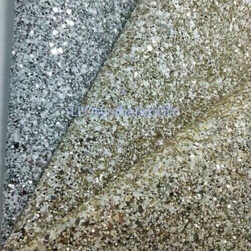 1PC 21X29CM Color White Silver and Gold Chunky Glitter Leather For Making Bows Accessories LEOsyntheticoDIY T134