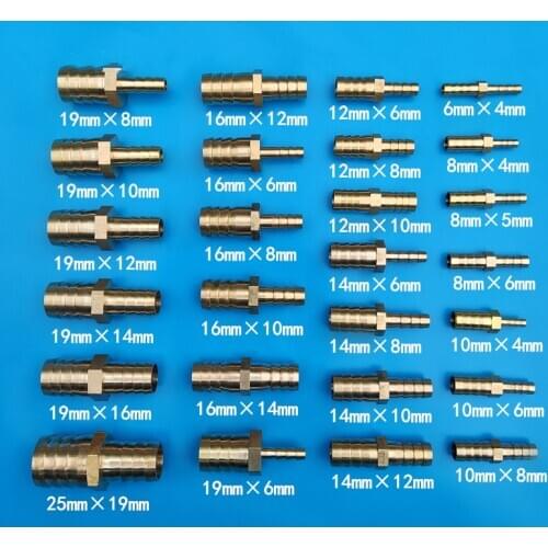 1pcs 4-25mm ID HOSE BARB reducing MENDER SPLICER fitting HOSE FUEL FITTING Brass Union Hose Barb Fitting Fuel Reducer Joiner