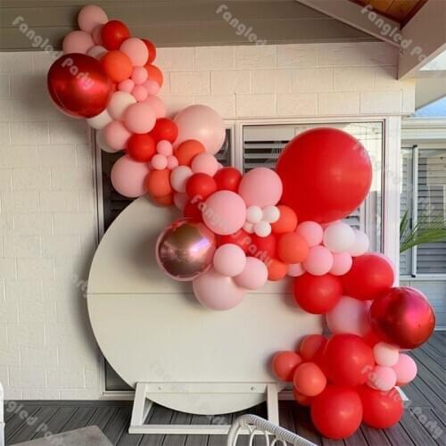 114 Matte Coral Balloon Arch Kit Baby Pink 4D Red Baby Shower Balloons Birthday Wedding Anniversary Gender Reveal Party Supplies