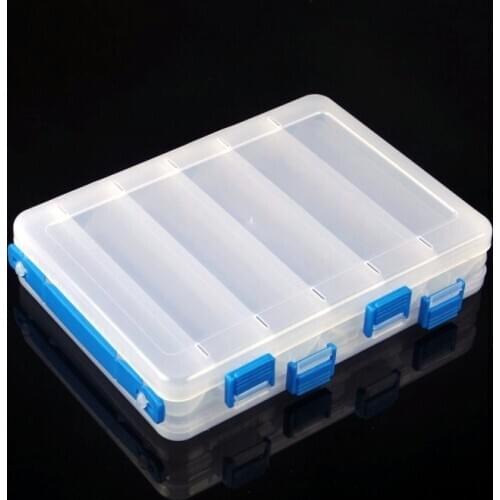 20*16*4cm 10 Compartments Plastic Fishing Lure Box Double Sided High Strength Transparent Visible with Drain Hole Portable BOX