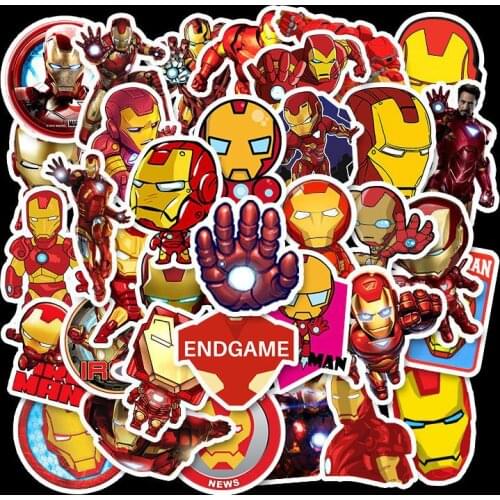 35pcs Disney Avengers Marvel Hero Spider-man Iron Man Stickers Cool Waterproof Anime Laptop Guitar Luggage Stickers Boy Kids Toy