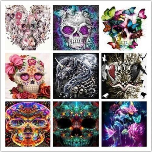 TOUOILP Full SQUARE Diamond 5D Diamond Painting "Skull" Handmade Diamond Embroidery Art Cross Stitch Mosaic Decoration Gift