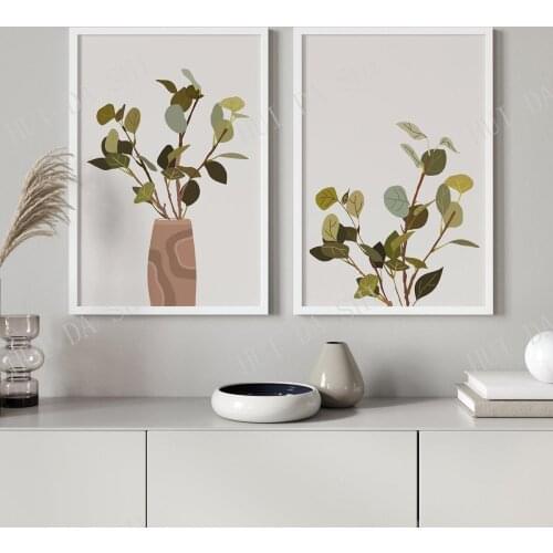 Botanical Abstract Art Print, Pampas Grass Print, Gallery Wall Art, Dried Flower Prints, Modern wall art, Print Set Of 2