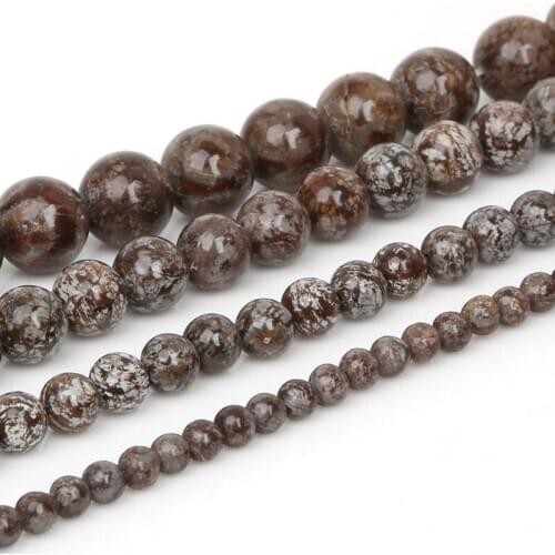 Brown Snowflake Obsidian Beads Round Selectable Size 4 6 8 10mm Natural Stone Beads For Jewelry Making Diy Bracelet