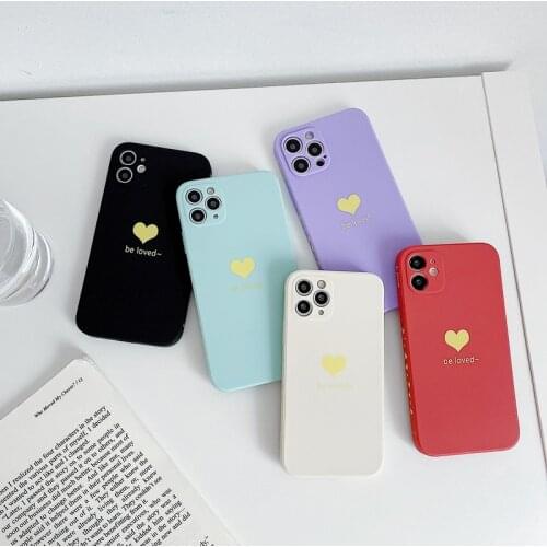Love Heart Pattern Couple Phone Case For iPhone 11 12 Pro Max XS XR X Mini 7 8 Plus SE 2020 Silicone Lens Protective Back Cover