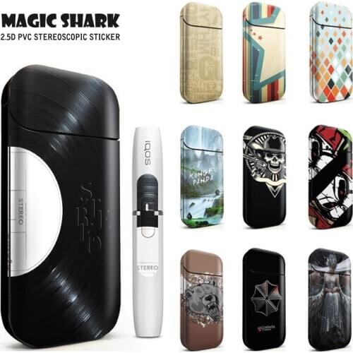 Magic Shark Umbrella Records Bear Vinyl Skull PVC Sticker Case Cover for IQOS 2.4 Plus Flim Elecotronic Cigarette