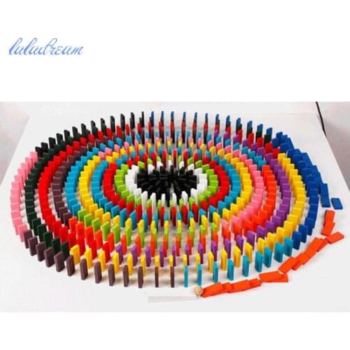 1Set Children Color Sort Rainbow Wood Domino Blocks Kids Early Educational Wooden Toys Gifts for Children 120 Pieces