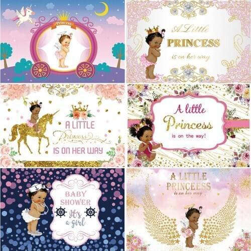 Girl Baby Shower Party Decor Backdrop Cartoon A Little Princess Is on The Way Photography Backgrounds Photo Booth Studio Prop