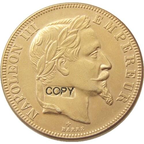 France 1862 -1868 - A - B 50 Francs Gold Plated Copy Decorate Coin