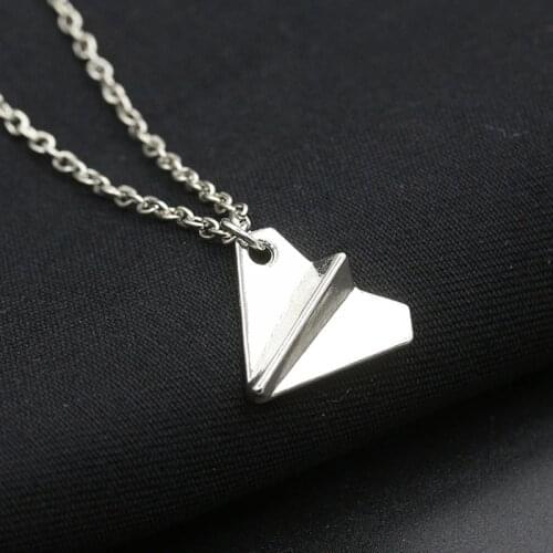 GorGor Necklace Women Originality Statement Minimalist Paper Airplane Pendant Creative Temperament Party Jewelry 2392