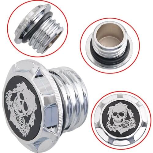 Chrome Aluminum Alloy Custom Skeleton Skull Style Motorcycle Fuel Gas Tank Cap Oil Cover Trim Fit For Harley Sportster 1996-2014