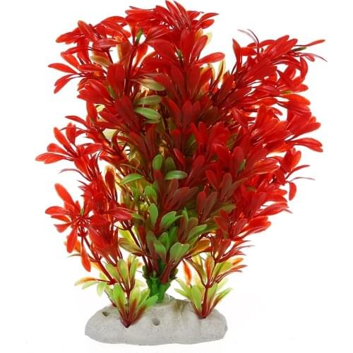 Artificial Plastic Plant Decoration for Aquarium Fish Tank Red Green Color