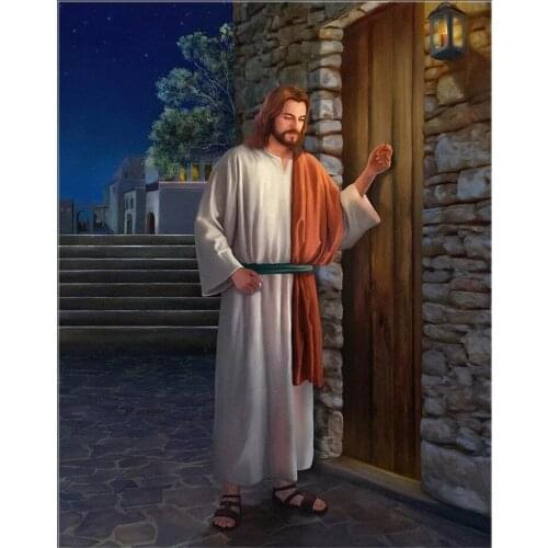 Jesus Knocks Oil Painting People Cross Stitch Kits Needlework Embroidery Crafts 14ct Unprinted DIY Arts Handmade Home Decor