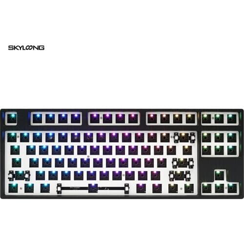Gk87 hot swappable 80% Custom Mechanical Keyboard Kit support rgb switch leds type c has software programmable balck white case