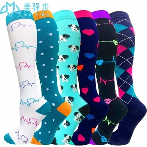 3/6/7 Pairs Per Set Compression Socks for Women Men Sport Nylon Stockings Best for Running Travel Cycling Nurse