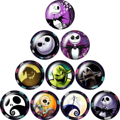 The nightmare before Chiristmas Jack Skellington 10pcs 12mm//18mm/25mm Round photo glass cabochon demo flat back findings ZB0529