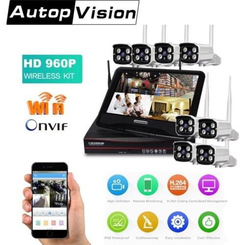 2017 hotsale 8 channel 960P Wifi NVR System Across Wall Wireless CCTV Camera System with Screen LS-Wifi-DP 8CH NVR kits