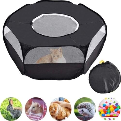 Small Pet Cage With Top Cover Anti Escape Hedgehog Hamster Cage Tent Pet Playpen Folding Yard Fence For Dog Cat Rabbit Guinea