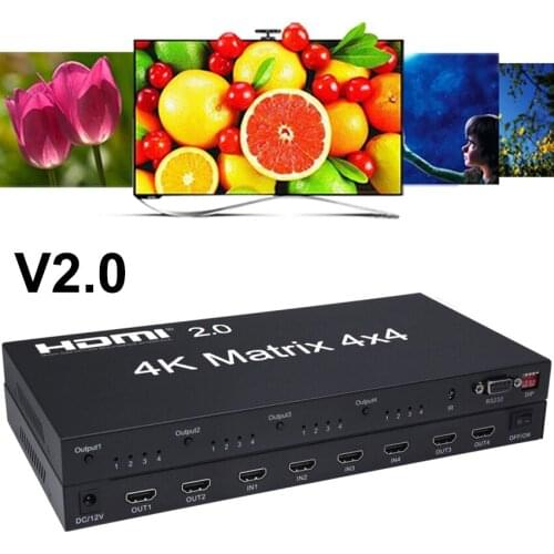 HDMI 2.0 Matrix 4X4 HDMI Splitter Switcher 4 In 4 Out RS232 EDID Control 4K 60HZ HDR Video Converter DVD PC Camera To TV Monitor