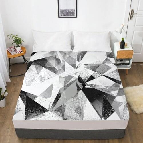 Mattress Cover Fitted Sheet With Elastic Band Bed Sheets Bedding Linens Queen King Size Bedsheet 160X200CM Nordic Marble Gray