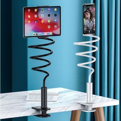 Desktop Tablet Stand Phone Holder Folding Computer Lazy Mobile Phone Support For iPad Live 360 Rotation Clip-On Bedside Clamp