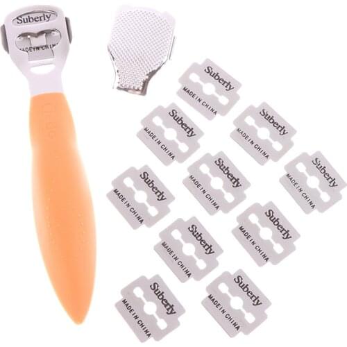 Hard Dead Skin Knife Foot Care Tool Stainless Steel Dead Skin Callus Remover Planer Cutter Shaver Foot + 10*Blades+Grinding Head