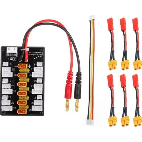 1-3S XT30 Plug Li-Po Battery Parallel Charging Board 6pcs XT30 Male To JST Female Cables for IMAX B6 Charger RC Battery Parts