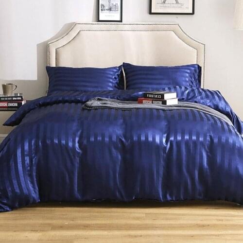 Satin Linens Bedding Set For Home Luxury Duvet Cover Set For Bedroom Silk Strip Quilt Cover For Adults And Children