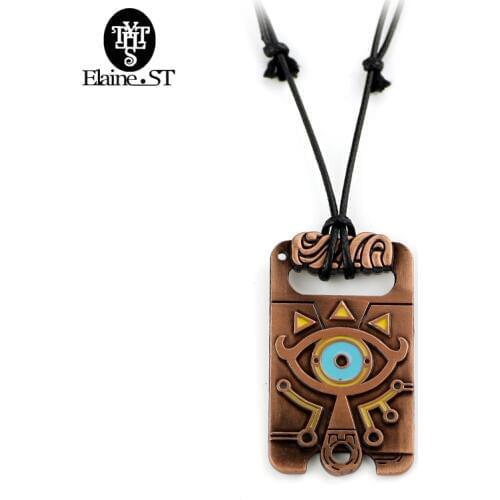 Dropshipping Legend of Necklace Sheikah Slate Pendant Handmade Necklace Long Leather Rope Breath of the Wild Game Jewelry