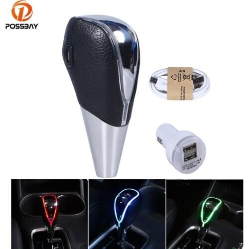 POSSBAY Touch Activated Car Shift Knob LED Gear Shift Shifter Knob Manual Transsmission Gear Stick Lever Knob Car Accessory