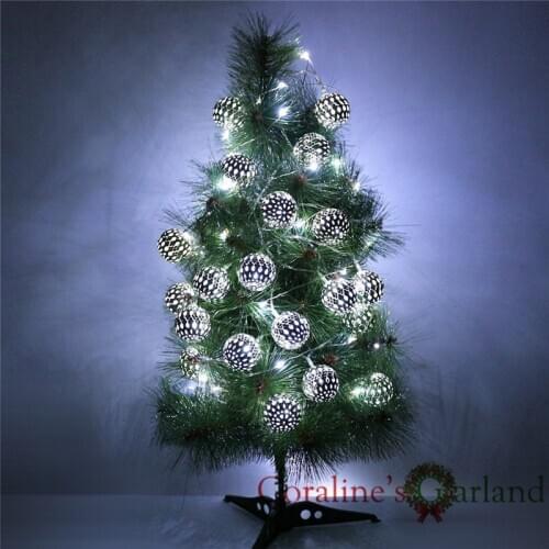 3.3M 20 Metal Ball Battery Operated Lights LED Fairy String Lights for Wedding Party Christmas Easter Holiday Garland Decoratio