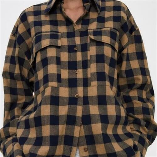 Блузки в клетку TRAF China At AliExpress