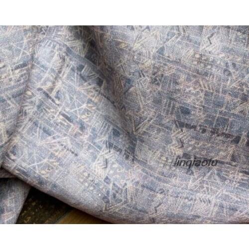 High quality linen digital printing washed plain fabric