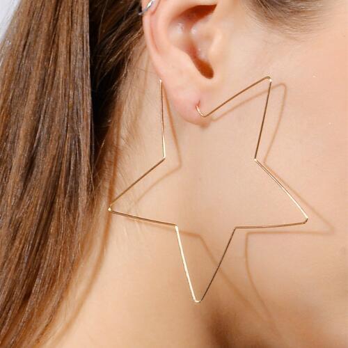 High Quality Copper Simple Jewelry Hollow Big Gold/Silver Color Star Heart Hoop Earrings For Women Brinco Feminino Gifts