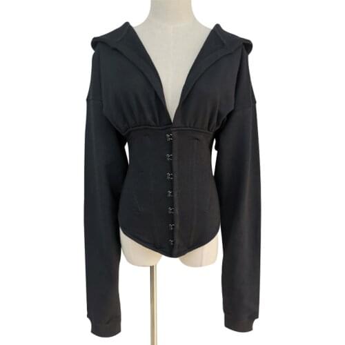 Women Corset Hoodie Spring Autumn Hooded Sweatshirt Tracksuit High Street