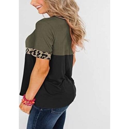 Womens Top Summer Leopard Print T-Shirts Color Matching Y2K T Shirts Womens Clothing 2021 Casual Y2K Ropa Mujer Kawaii Tops