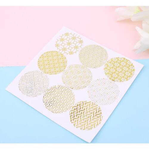Golden Round Geometry Handmade Cake Packaging Sealing Label Sticker For DIY Gift R7RC