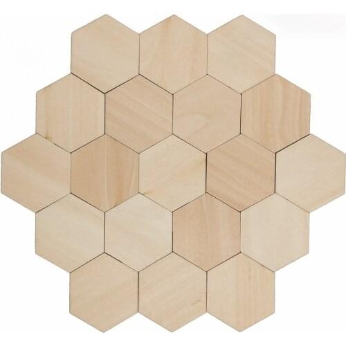 10pcs 50mm 1.96inch Wooden Hexagon Pieces Unfinished Hexagon Cutout Christmas DIY Craft Supplies Decorations Ornaments