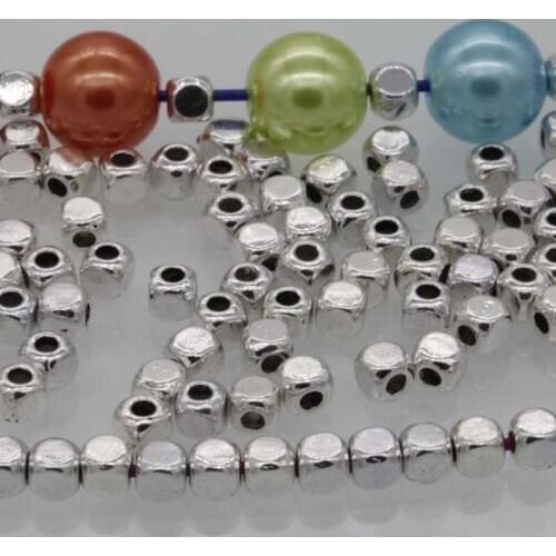 100/500Pcs Tibetan Silver Metal Cube Beads 3.5mm X 3mm Loose Spacer Seed Beads for Diy Women Bracelet Necklace Jewelry Making