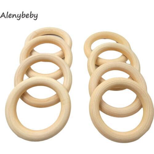 100pcs Wooden Teething Charms Natural Unfinished Wood Rings Baby Nursing Accessories Food Grade Materials Baby Teether