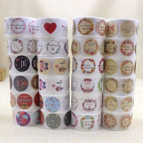 100pc DIY Handmade self adhesive lables Merry christmas thank you flower jewelry label tags baby kids gifts sticker label